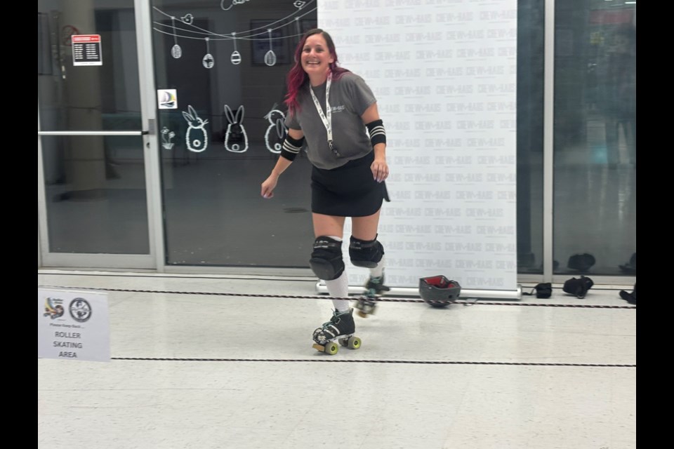 One of the Roller skaters from the Lakeland Lady Killers showed off her skills duing the Roller Haus Fundraiser in Canex Mall on April 5.