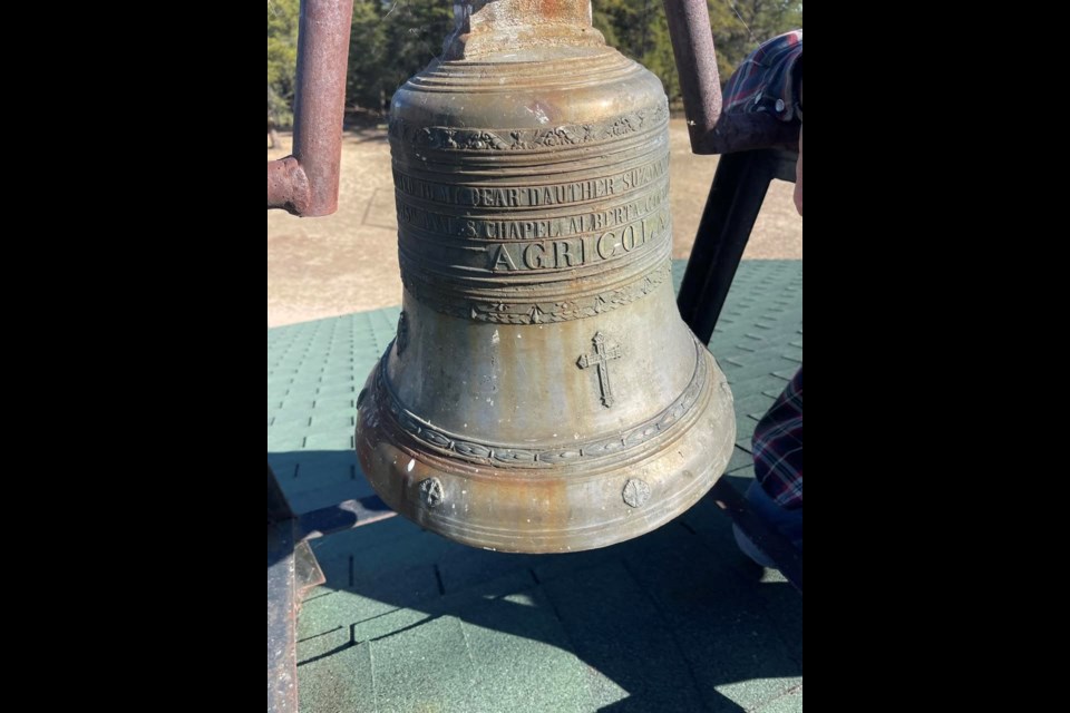 The bell was originally part of St. Anne's Chapel in Bonnyville before spending many years at Camp St. Louis on Moose Lake. The piece of history is now part of the Bonnyville and District Museum. / Photo supplied. 