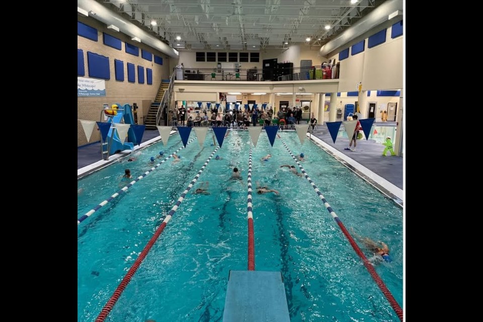 Members of the Lac La Biche Whitecaps Swim Club competing in the 2025 'Swim-a-thon' event, which took place on March 21. Photo supplied. 