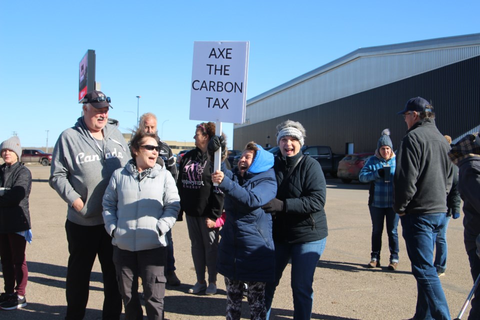 Protesters at the Bonnyville C2 Centre before they went on their march to the Provincial building. 
