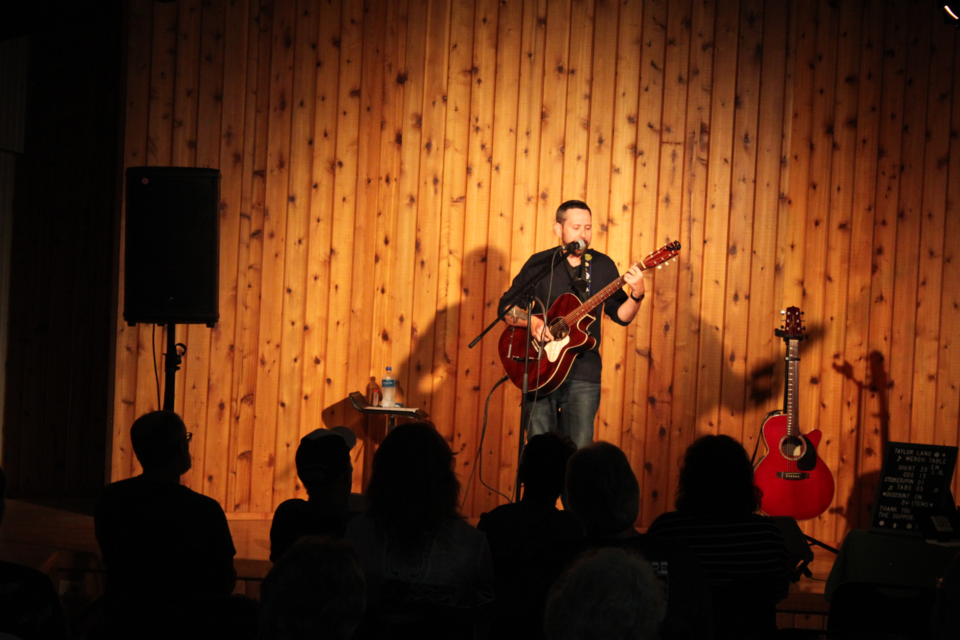 based indie singer/songwriter Taylor Lang brought his unique and energetic fingerstyle folk of music to the amphitheater stage at Sir Winston Churchill Provincial Park on Saturday for the Music in the Forest Series. Chris McGarry photo. 