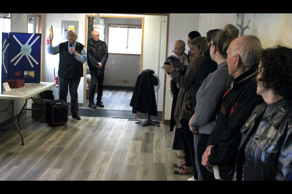 Wally Sinclair, a Métis elder, speaks during the open house for the transitional housing facility in Lac La Biche, which took place Saturday at 11 a.m. Chris McGarry photo. 
