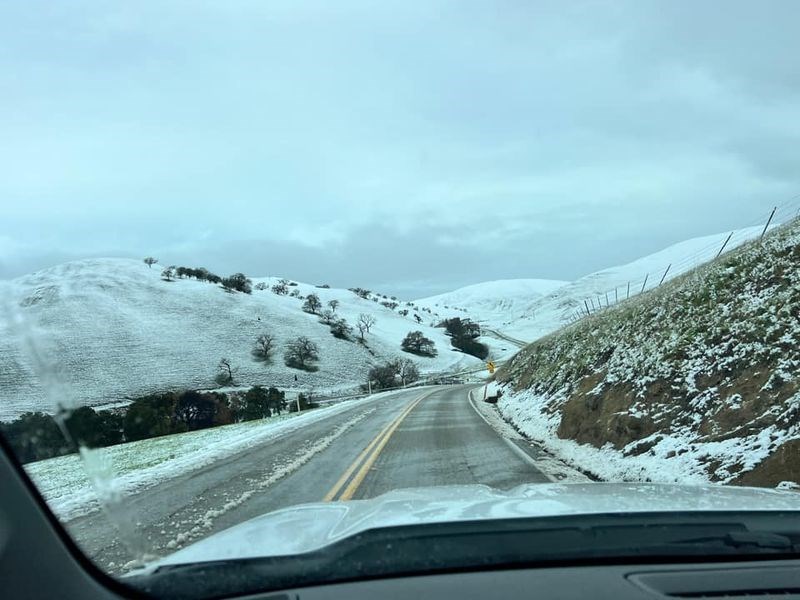 View of a snowy Tesla Road in Livermore on Feb. 24, 2023. 