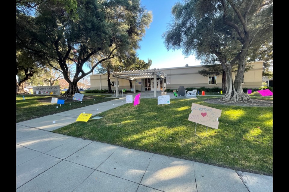 Community members installed signs to show appreciation to Livermore school district staff and personnel for their resilience amid the pandemic. 