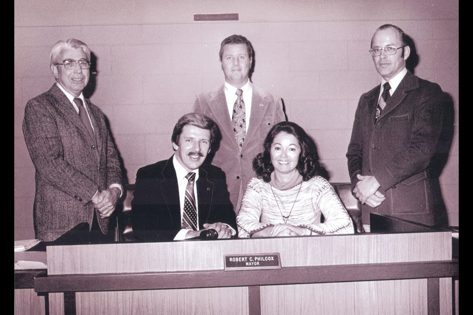 Bob Philcox (seated, left) poses with the rest of the Pleasanton City Council in 1976 during his year as mayor. Joining Philcox are (from left) Bill Herlihy, Ken Mercer, Joyce LeClair and Frank Brandes.