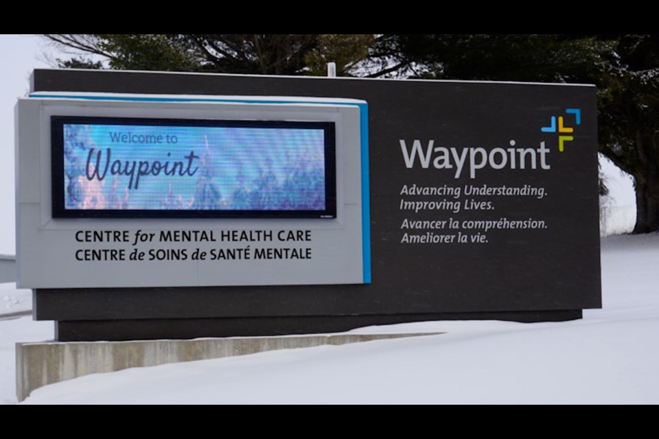Entrance sign for Waypoint Centre for Mental Health Care in Penetanguishene. Andrew Philips/MidlandToday