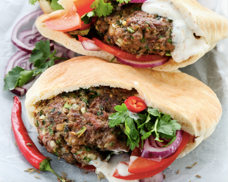 Turkish lamb pitta burgers