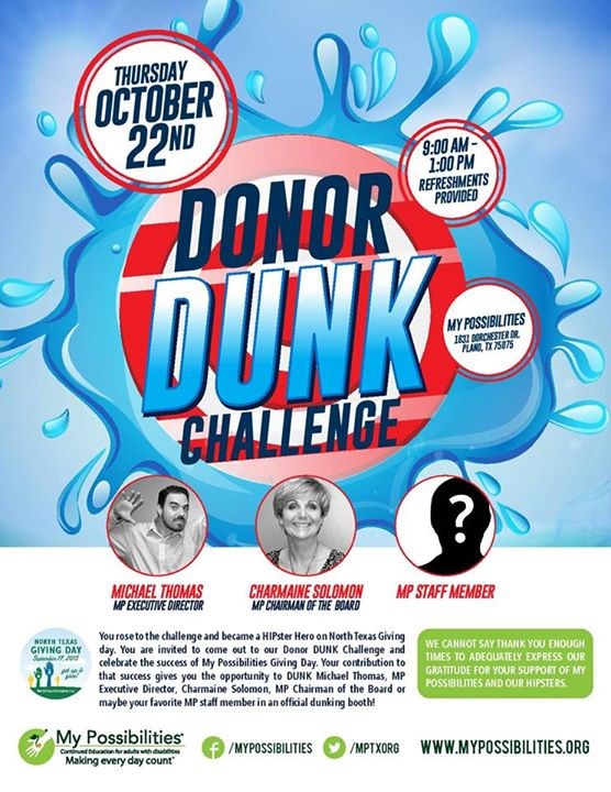 Donor Dunk Challenge My Possibilities Plano Texas