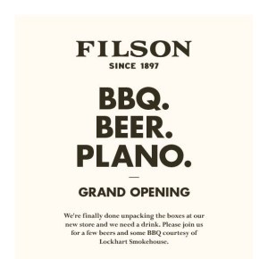 Filson Outdoor Outfitters, Downtown Plano Texas