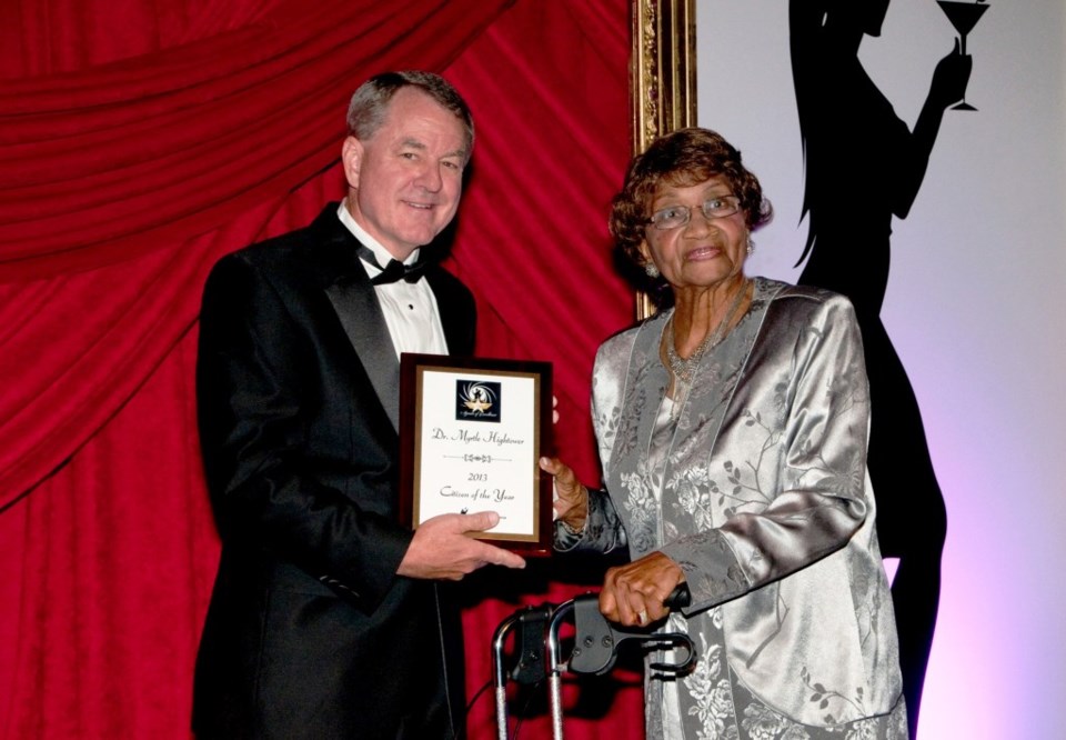 2012 Citizen of the Year Jamie Schell with 2013 Citizen of the Year Dr. Myrtle Hightower