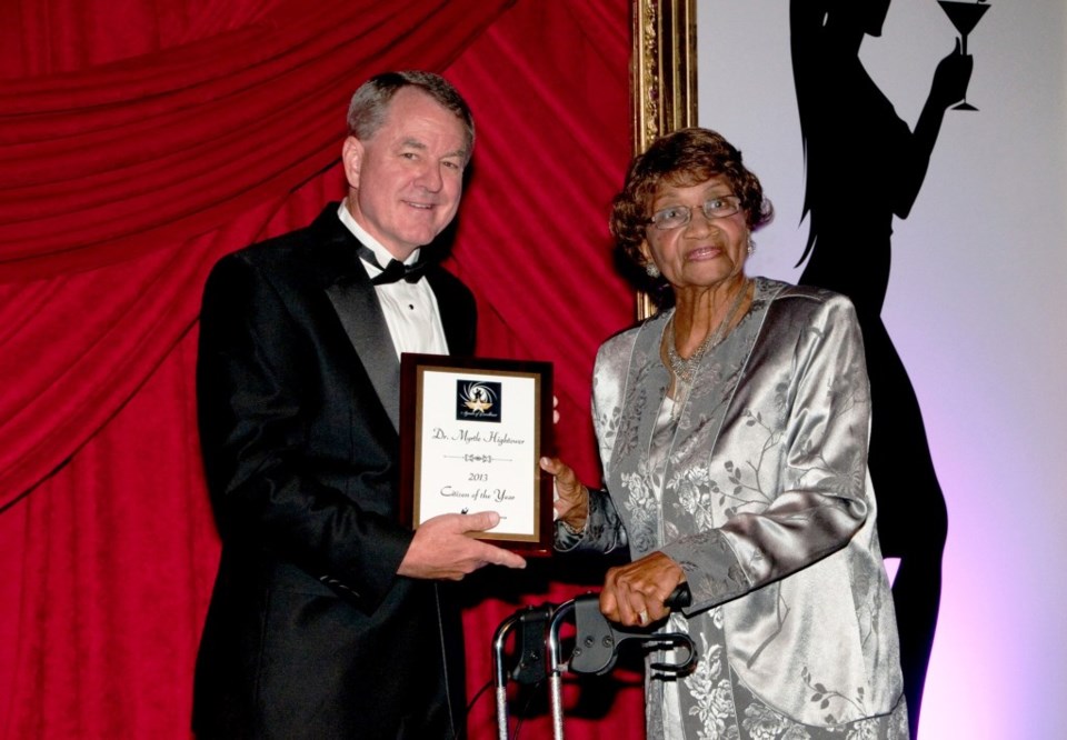  2012 Citizen of the Year Jamie Schell with 2013 Citizen of the Year Dr. Myrtle Hightower