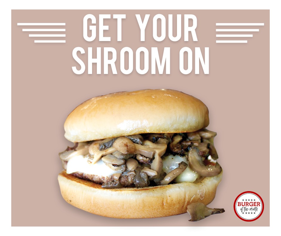 mushroom swiss burger national-cheeseburger day in Plano