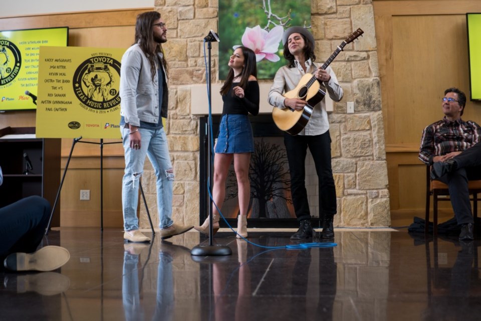 Left to right: Michael, Jackie and Jason Castro of Castro the Band perform at the TTMR line-up press conference. 