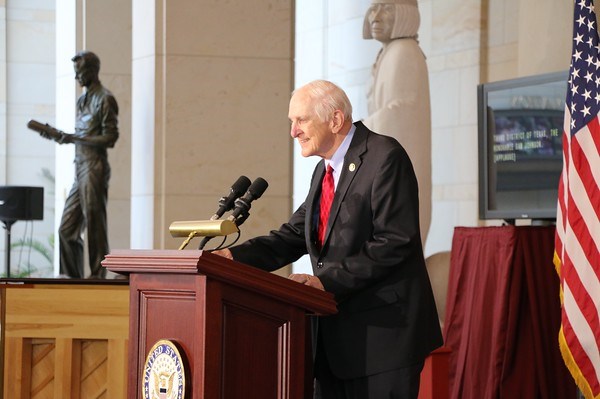 At the Congressional Gold Medal Ceremony for American Fighter Aces. The Congressman introduced this bill to honor “Ace” veterans, which was signed into law in 2014. Congressman Sam Johnson Plano Texas