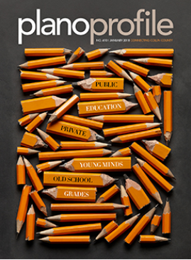 Plano Profile magazine, January 2018, education, magazine cover, pencils