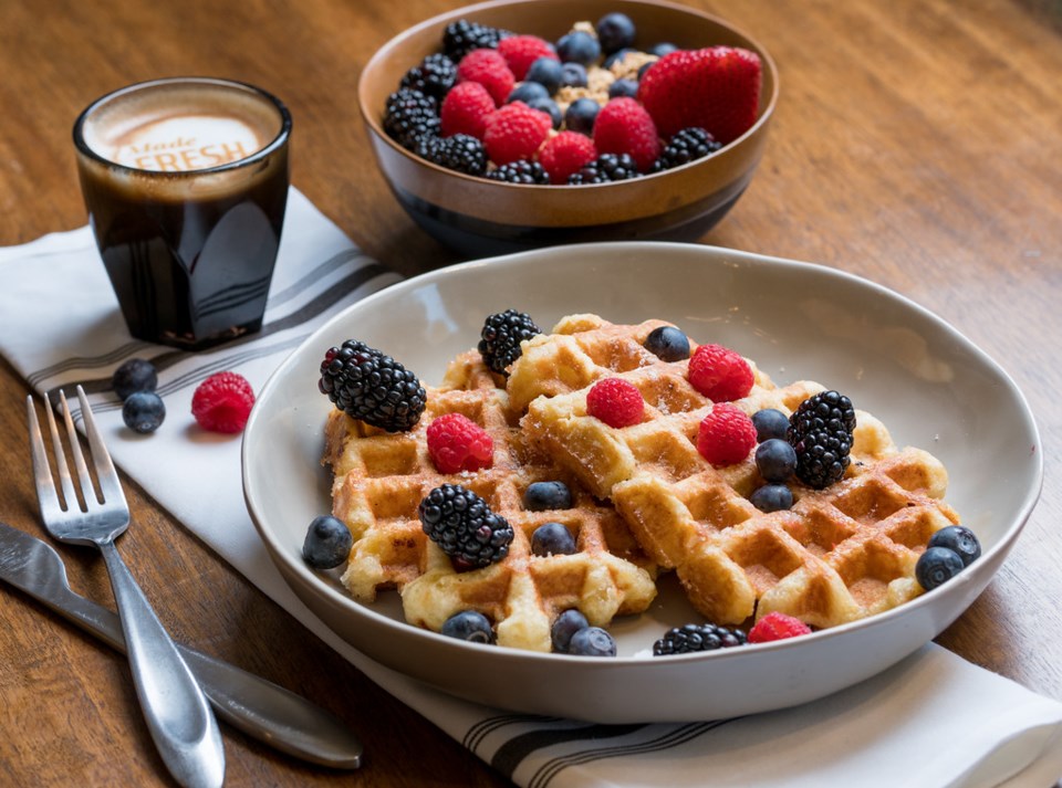 The artisan waffle at Layered in Historic Downtown McKinney is one of the best breakfasts around, simple yet irresistible. 