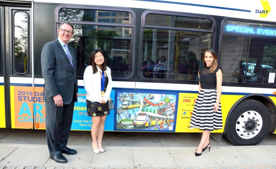 Doreen Chen, a student at Jasper High School in Plano, is this year's best of show winner in Dallas Area Rapid Transit's (DART) annual student art contest.
