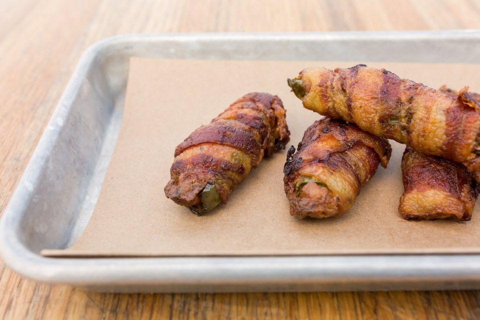 Bacon-wrapped jalapeños at Carlton Provisions at the Box Garden at Legacy Hall, Legacy West