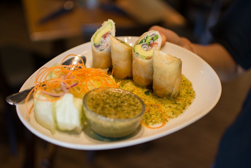 Vegetarian Eggrolls at Mango Thai. Image by Brandon Hurd for Plano Profile