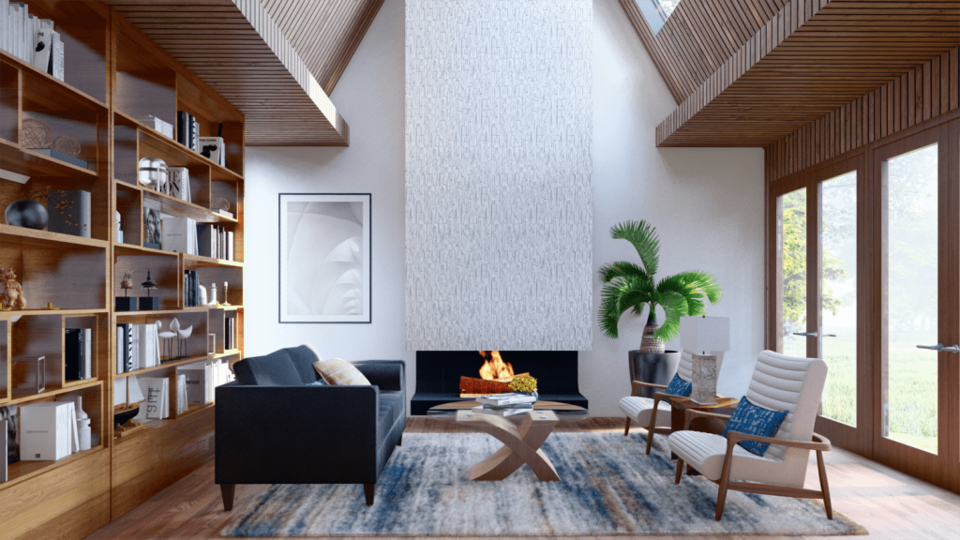 A Cavalieri-designed space epitomizing the mid-century modern (MCM) interior design style.