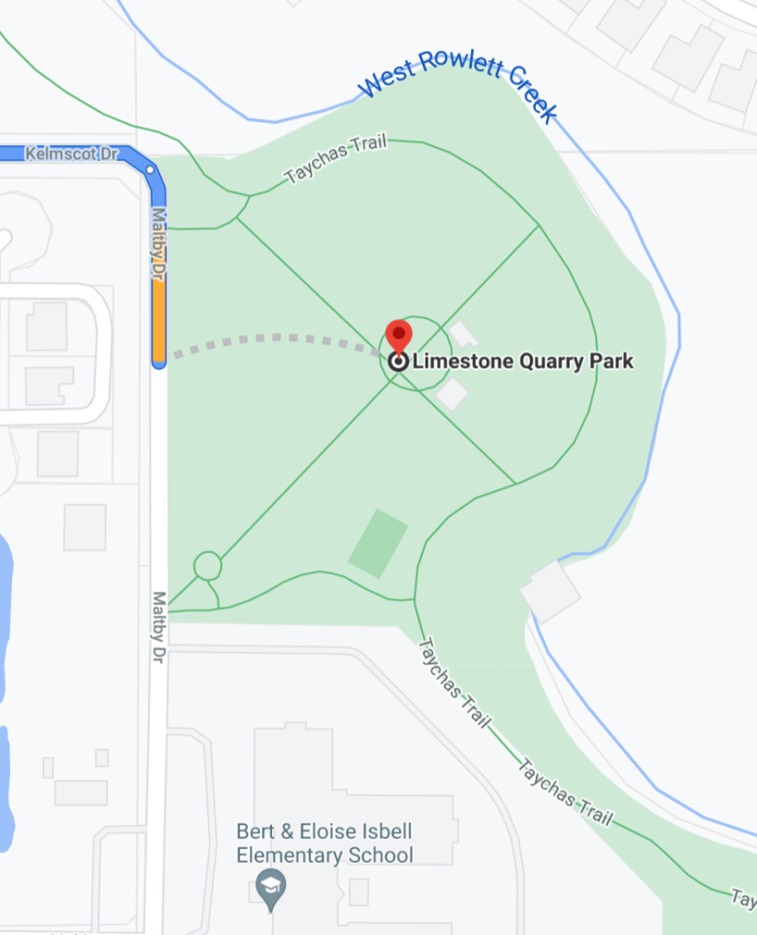 Limestone Quarry Park, as shown on Google Maps.