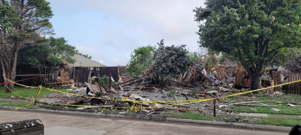 The site of the Plano home explosion, the morning after the blast.