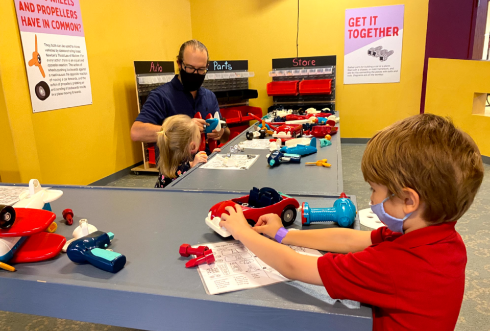 Hands-on fun at Sci-Tech Discovery Center, Frisco, Texas. This is one of the best museums in the area for young kids. 