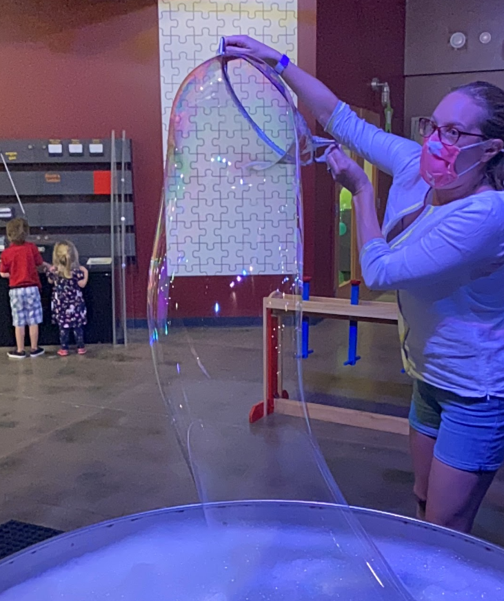 Bubble station at Sci-Tech Discovery Center, Frisco, Texas. This is one of the best museums in the area for young kids. 