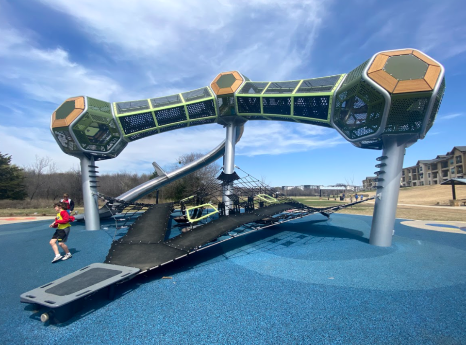 Space Station playground at McCord in Little Elm is one of the best playgrounds around. Best suited for older kids, 5 and above.