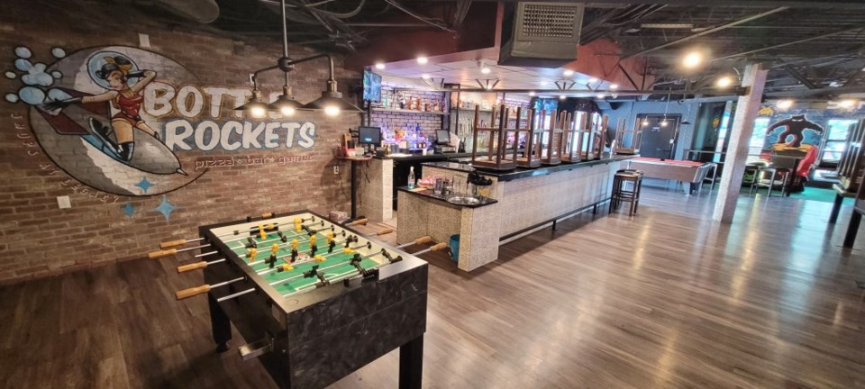 Bottle Rockets Bar in The Shops at Legacy features fun and games for adults.