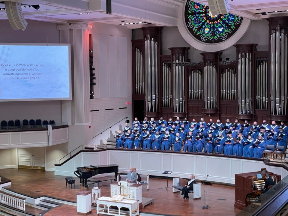 The St. Andrew UMC choir worshiped together again for the first time since the church shut down over the pandemic last year. 
