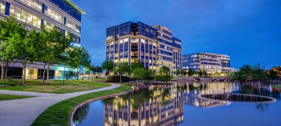 Hall Park’s 162-acre office park contains 2.2 million square feet of office space. It's an ongoing real estate development project across the way from The Star. | Courtesy of Hall Group.