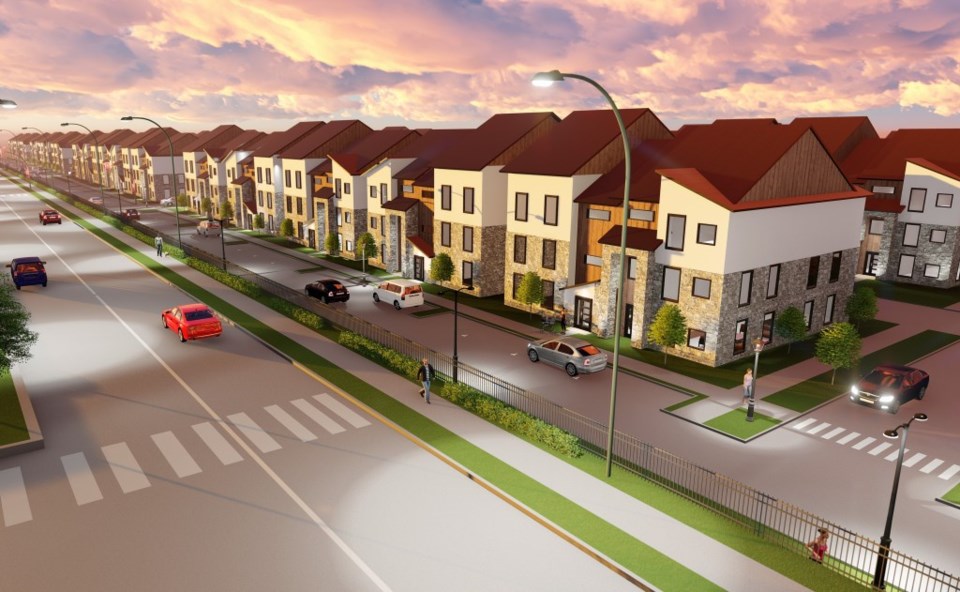 A glance at the townhouses alongside Alma Street, coming soon to Collin Creek