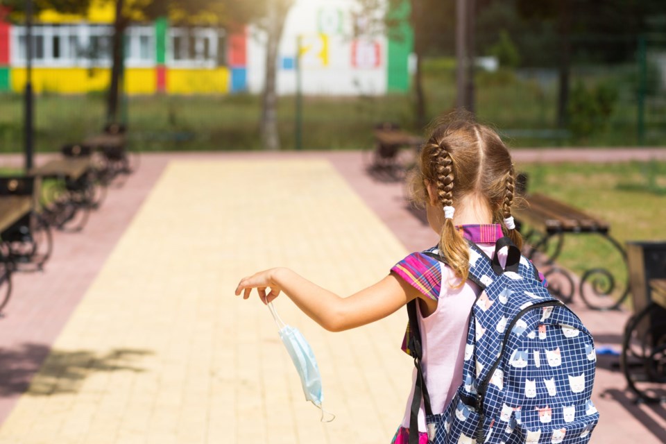 Girl,With,A,Backpack,Near,The,School,After,Classes,With