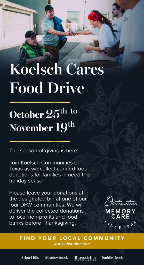 Info on the Thanksgiving food drive held by local Koelsch communities in North Texas.