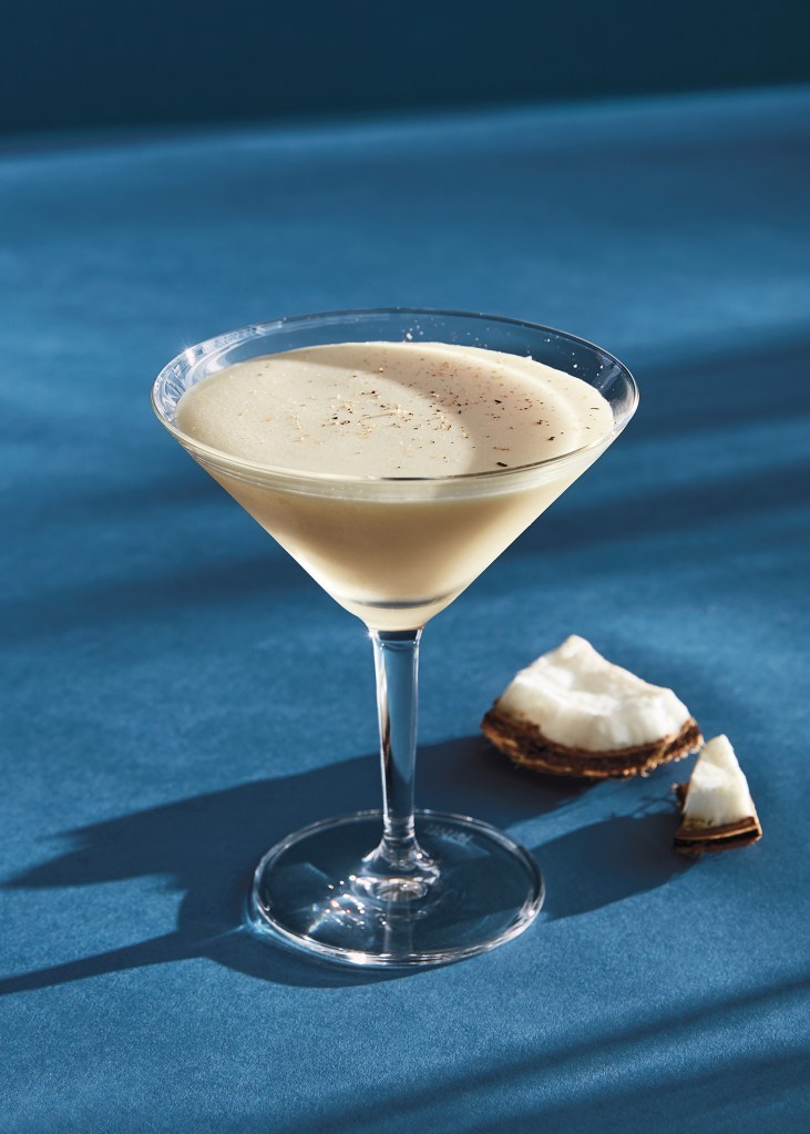 The Coconut Eggnog Martini, one of Tommy Bahama's classic seasonal cocktail recipes. 