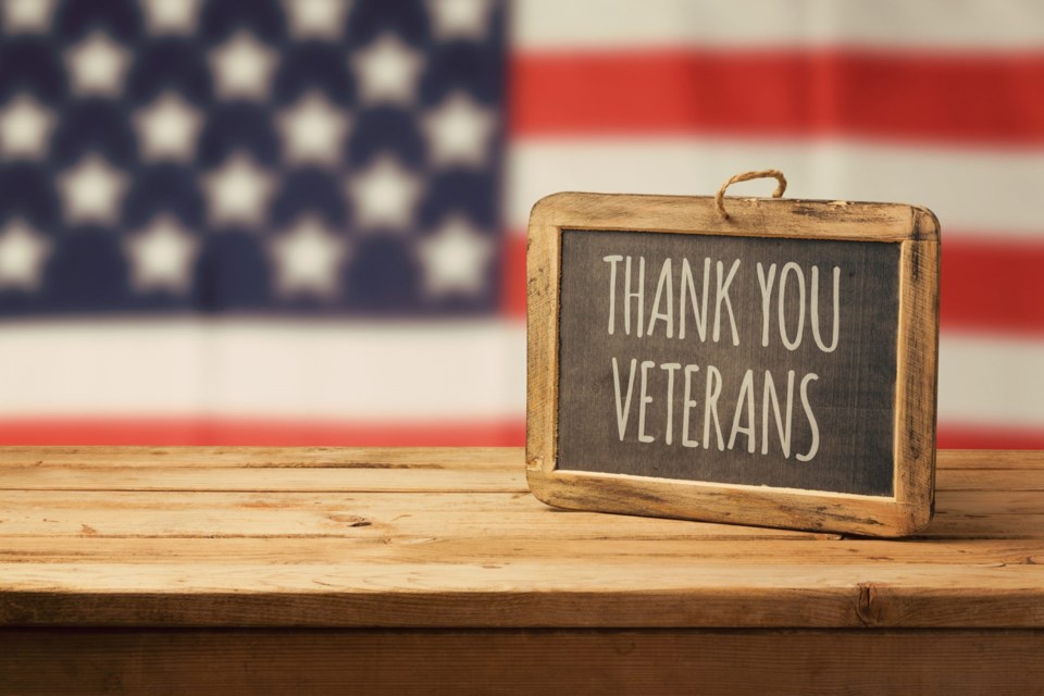 Veterans,Day,Background,With,Chalkboard,On,Wooden,Table,And,Usa