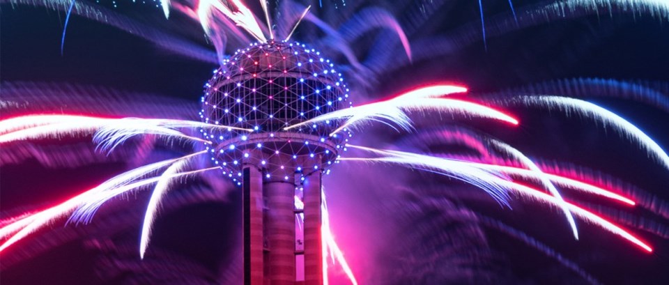 Watching the fireworks over Reunion Tower is one of the best things to do this weekend if you want an explosive NYE celebration!
