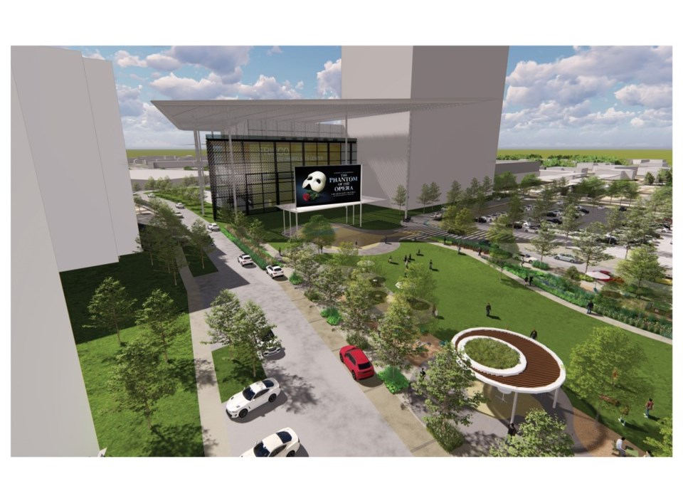 The future performing arts center coming to Hall Park Frisco.