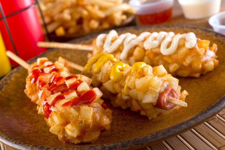 Delicious,Crunchy,Korean,Style,Chunky,Corn,Dogs,With,Batter,And