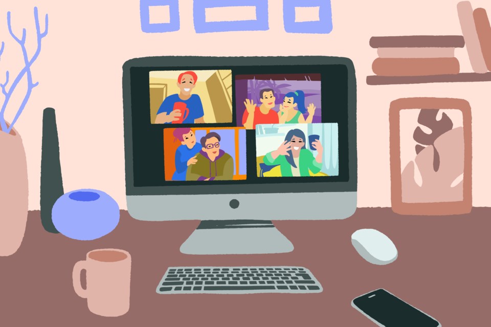 Chatting,With,Friends,Or,Family,Online.,Virtual,Party,,Meet,Up,