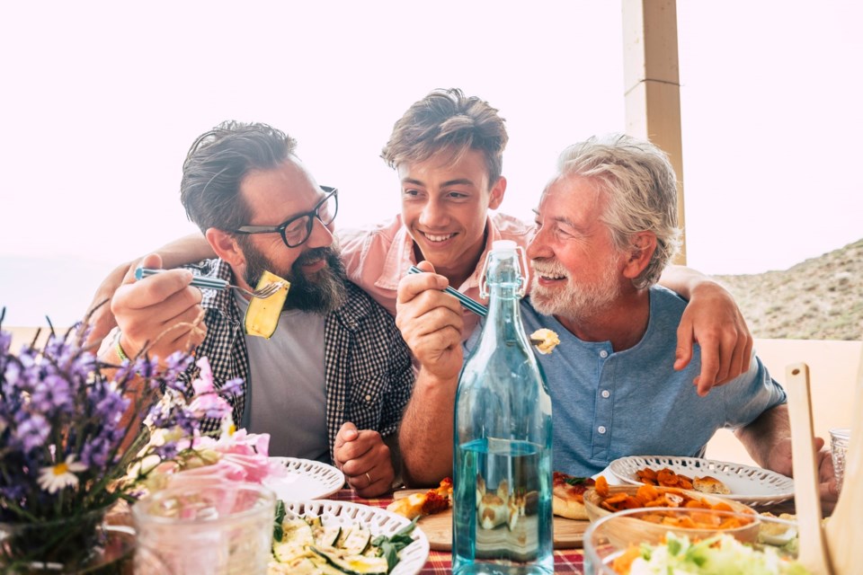 Father,Grandfather,And,Son,Eaing,Together,Having,Fun.,Father&#8217;s,Day