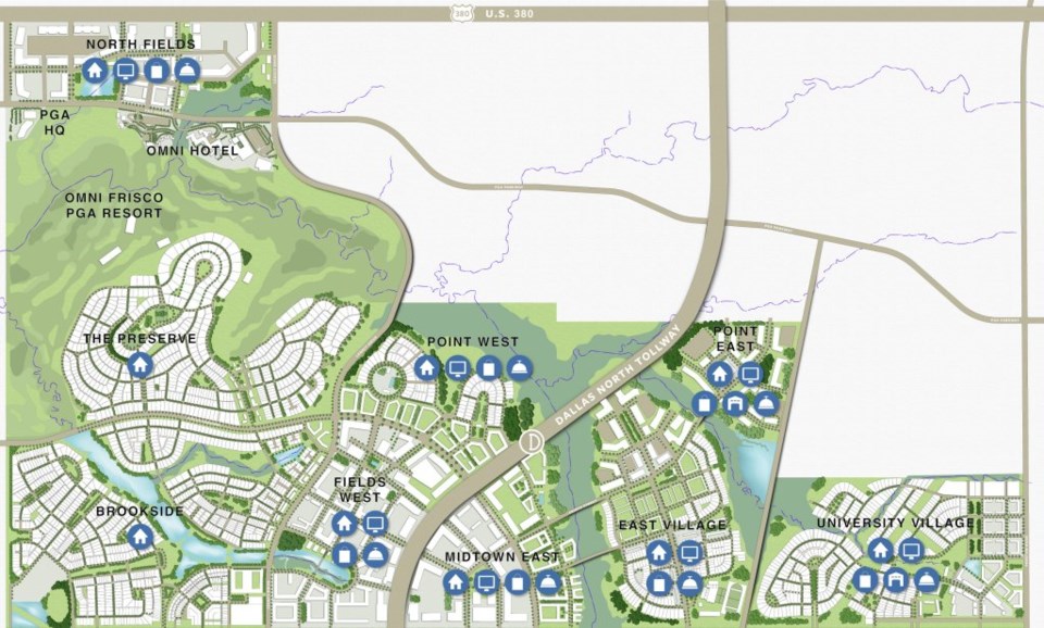 Land availability map for Fields Frisco