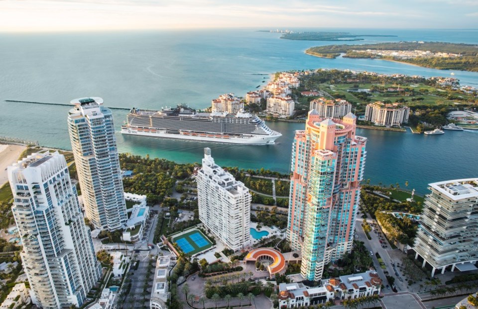 MSC Seashore's  first arrival in Miami in November 2021
