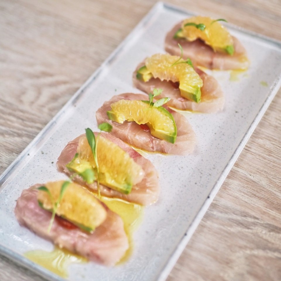 Hamachi Crudo is part of the Michelin Star awarded menu landing in Plano this October