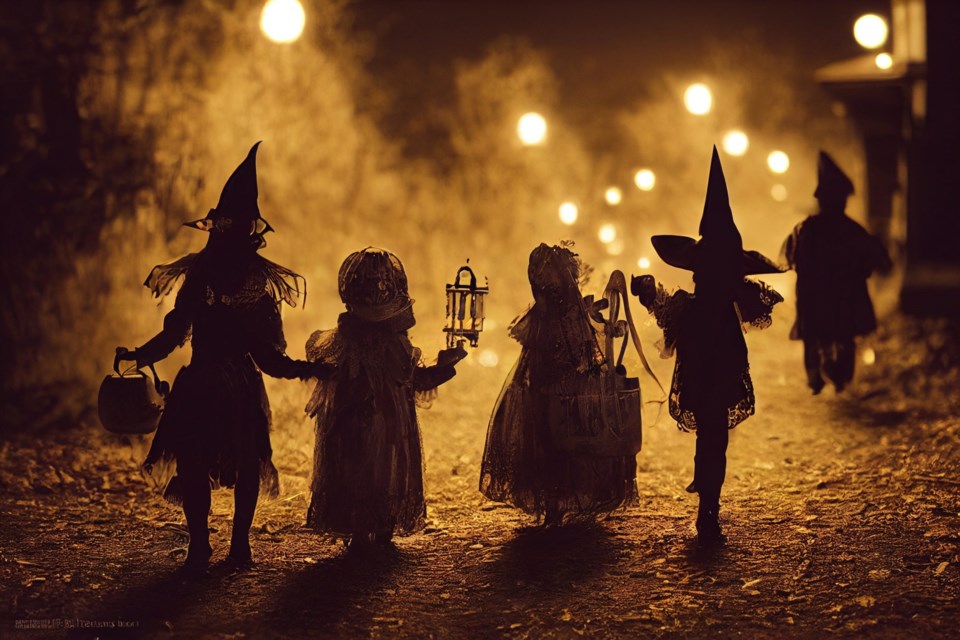 Trick-or-treating,Is,A,Traditional,Halloween,Custom,For,Children,And,Adults.