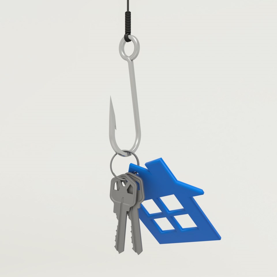 Home,Ownership,Trap.,3d,Illustration,Of,House,Keys,With,Blue