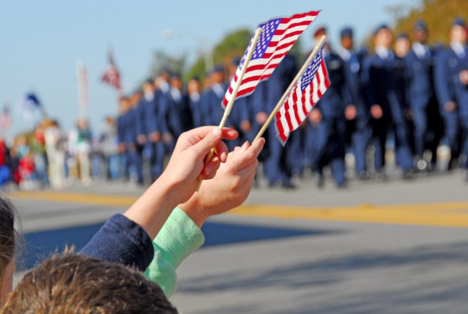 Flags,At,Veteran&#8217;s,Day,Parade