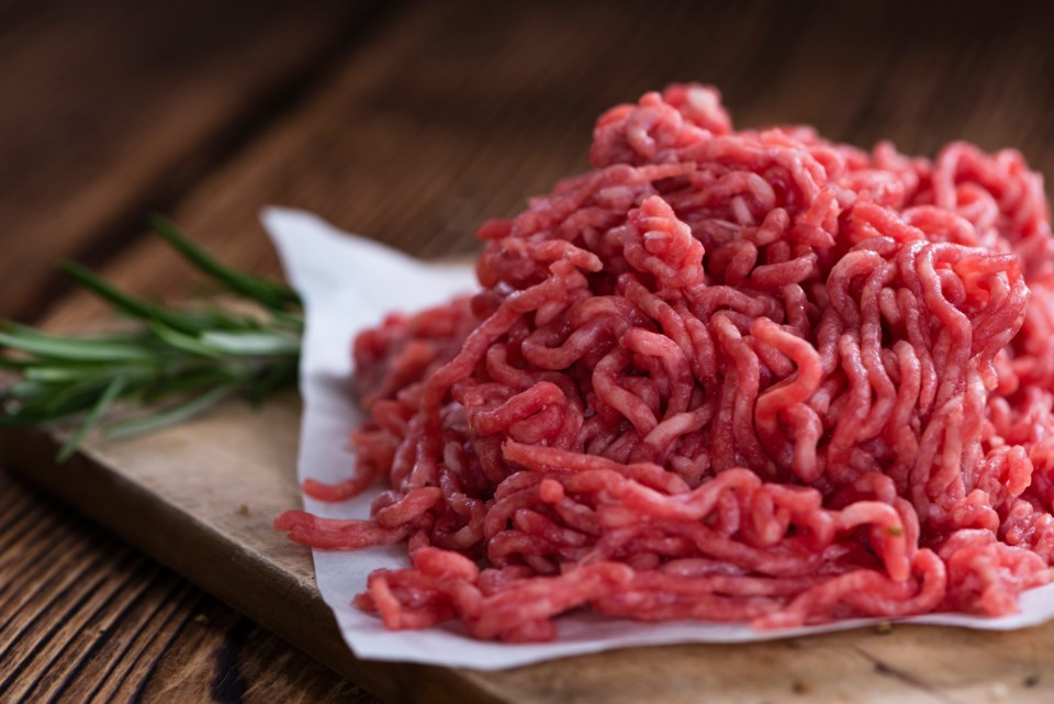 Portion,Of,Minced,Meat,On,An,Old,Wooden,Table,(close-up