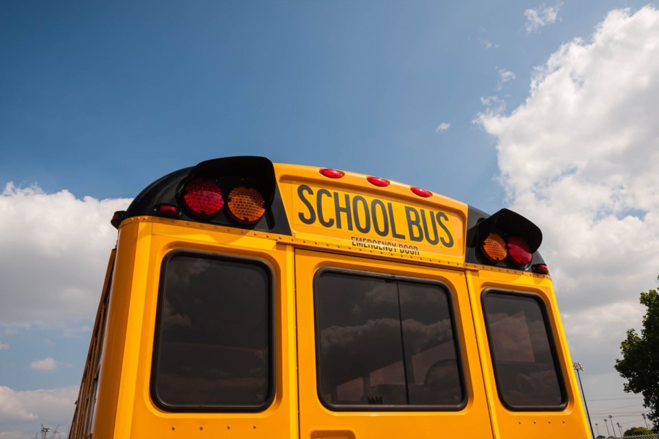 Yellow,School,Bus,On,A,Bright,Sunny,Day